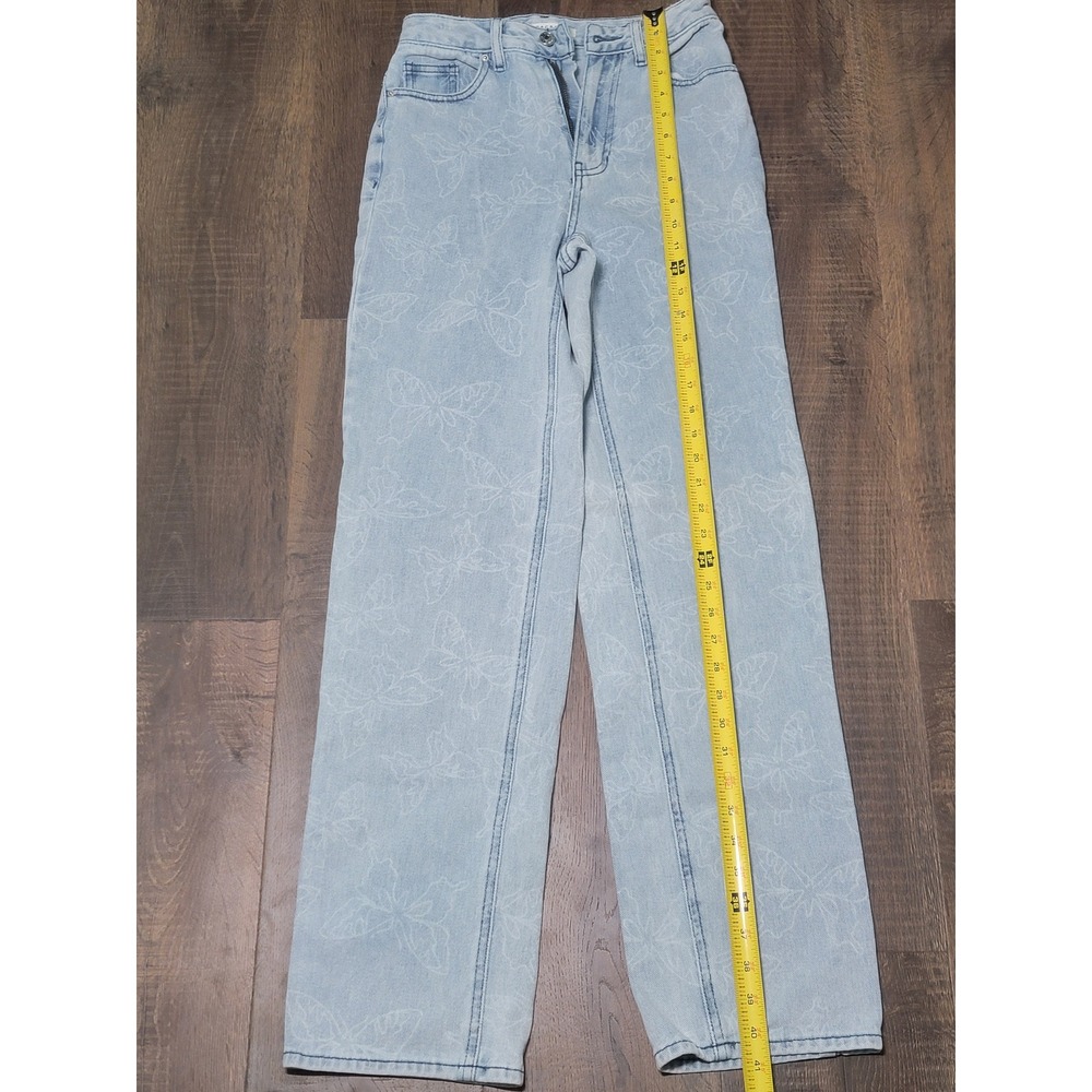 PacSun 90s Boyfriend Jeans Size 24 Light Wash Butterfly Print Denim‎